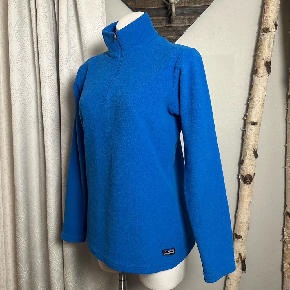 EUC Patagonia blue quarter zip fleece pullover shirt womens medium long sleeve M